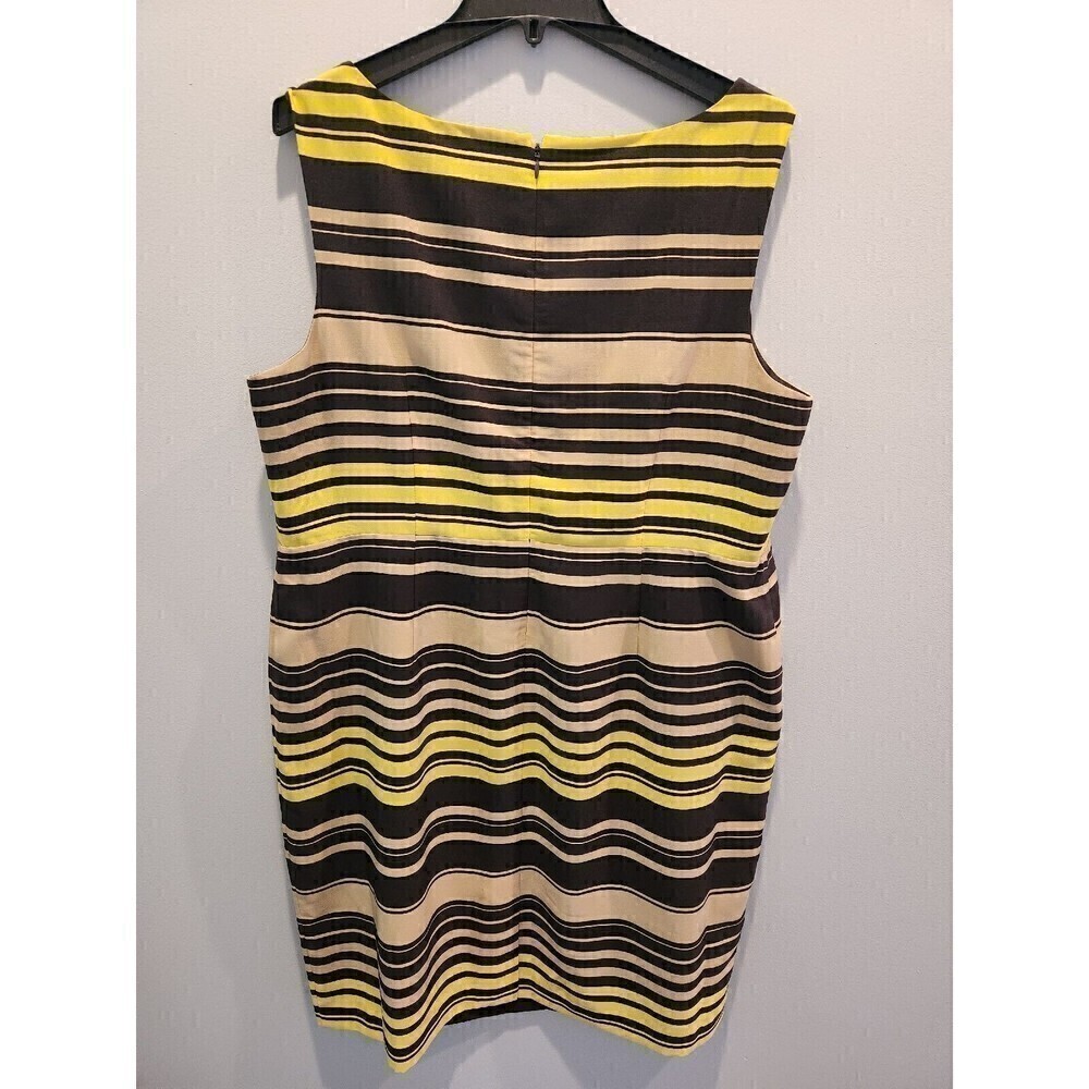 Eloquii Striped Sheath Dress Sleeveless, neutral colors, plus size, Knee Length - Picture 3 of 6
